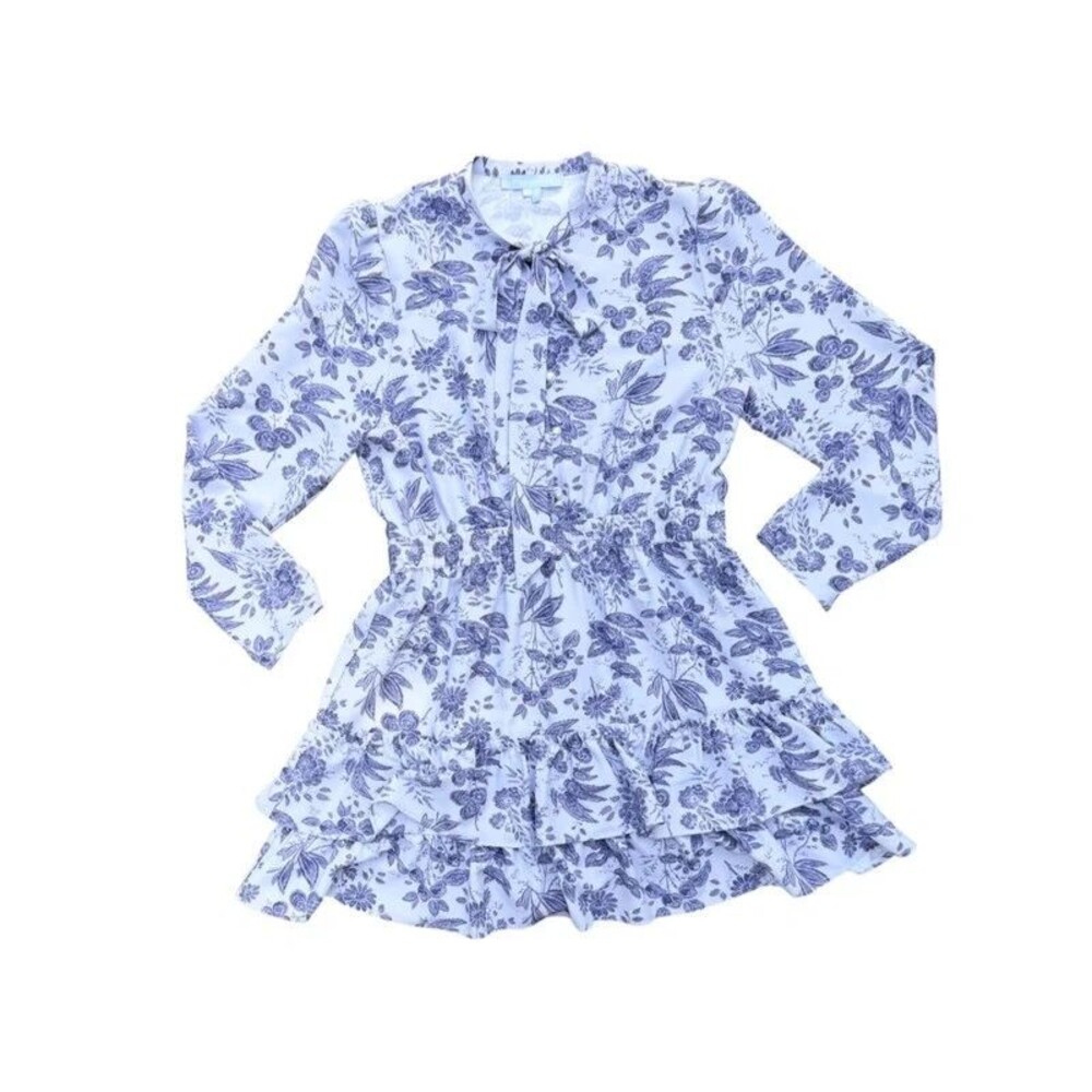 Coquette Cottagecore Grandmillennial Hill House Floral Bow Ruffle Dress - XL